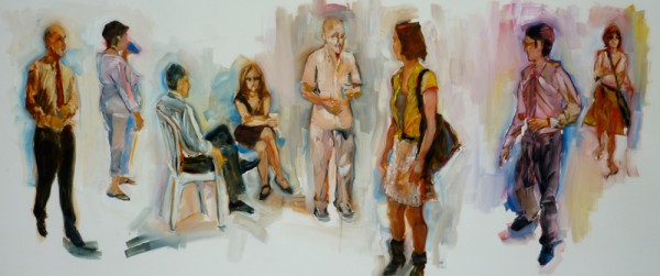 "The Wedding Reception", Oil on Mylar, 12x40 inches